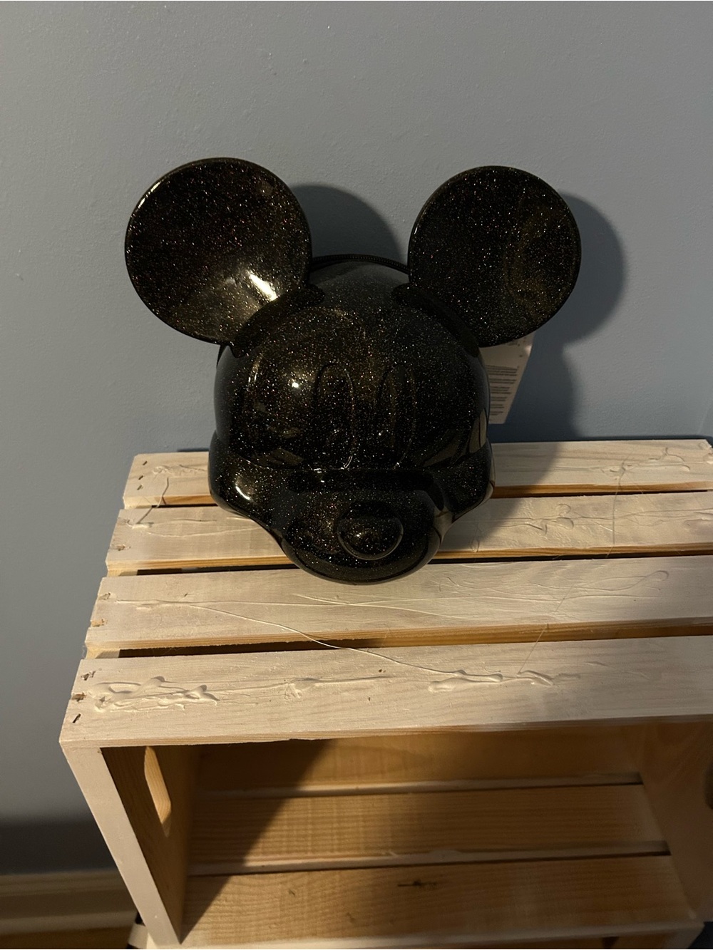 Black Glitter Mickey Head Crossbody Loungefly